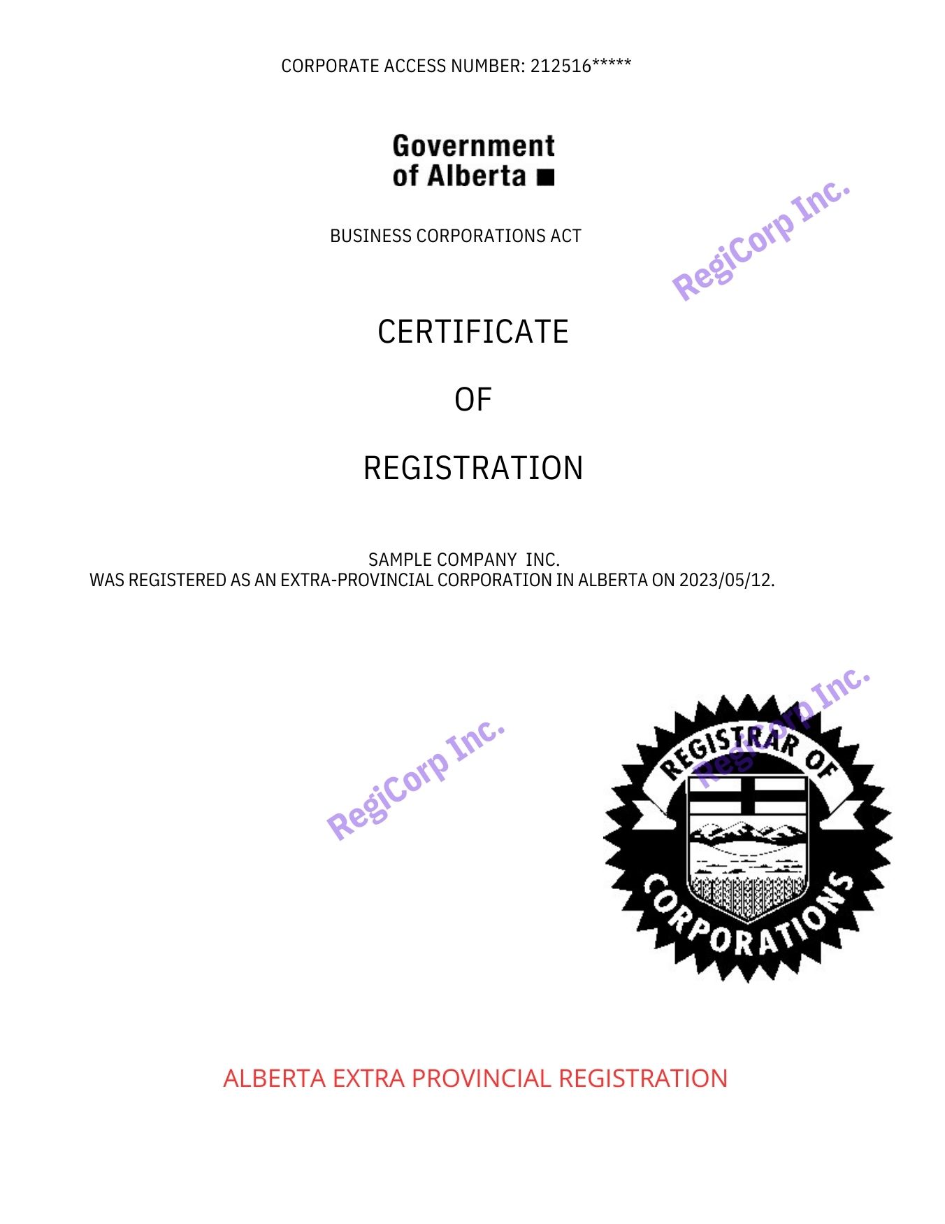 Alberta Extra Provincial Registration